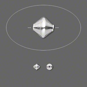 Smooth bicone bead, Sterling silver, 3x3mm, 10pcs.
