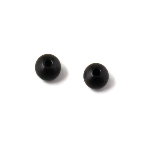 Bead, round, frosted black steel, through-drilled, 8mm, inner hole size 2mm, 2 pcs