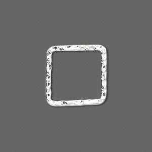 Planished rustic closed square, silver-plated brass, 16mm, 2pcs.