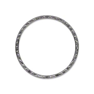 hammered rustic closed ring, gunmetal, 30mm, 2pcs.