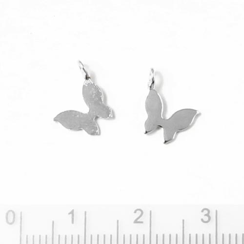 Butterfly charm with eye, gilded brass, 10x10mm, 2pcs