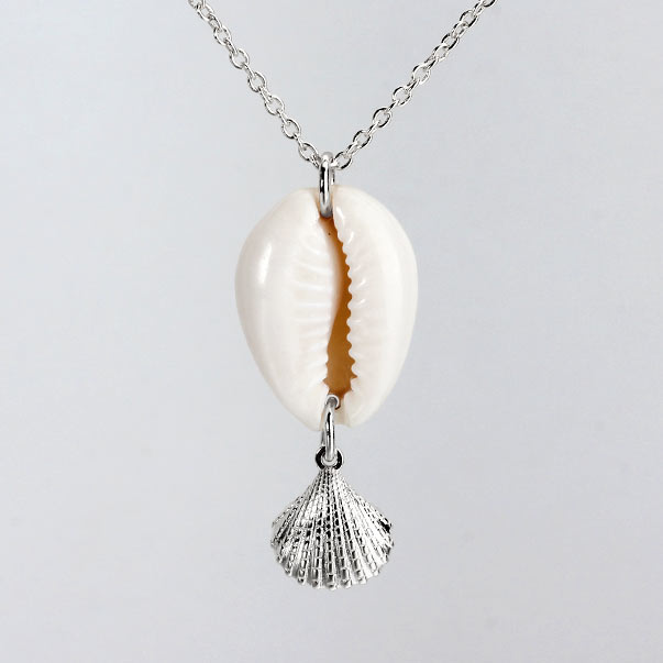 Pendant, Sea shell with loop, silver 12x10x3mm, 1pc