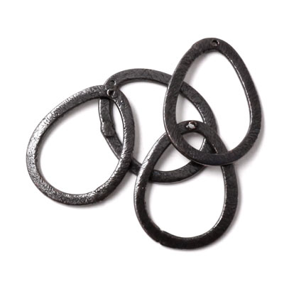 Black brass, drops with eye, 24x18mm, 4pcs.