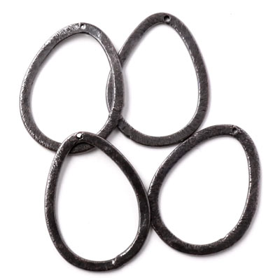 Black brass, drops with eye, 28x22mm, 4pcs.