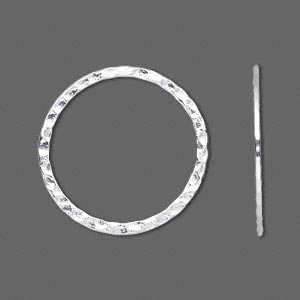 Planished rustic closed ring, silver-plated brass, 25mm, 2pcs.