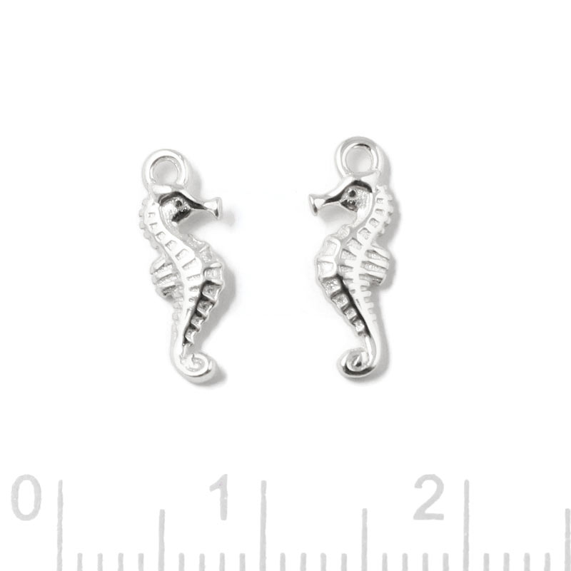 Small seahorse charm with loop, sterlingsilver, 12x4mm, 2pcs