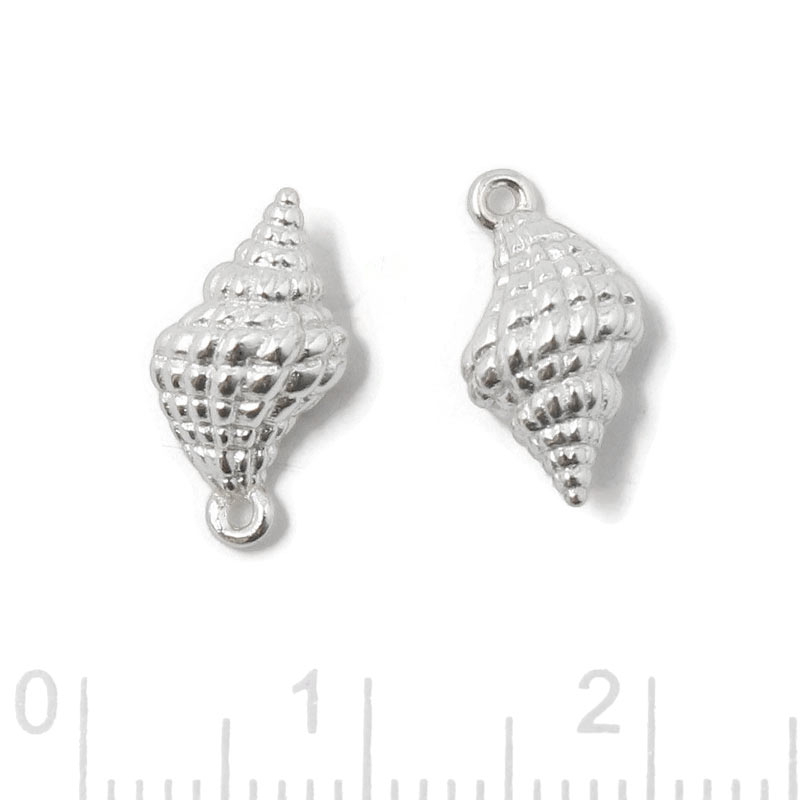 Small conch pendant with loop, sterling silver, 13x6.5 mm, 1 pc