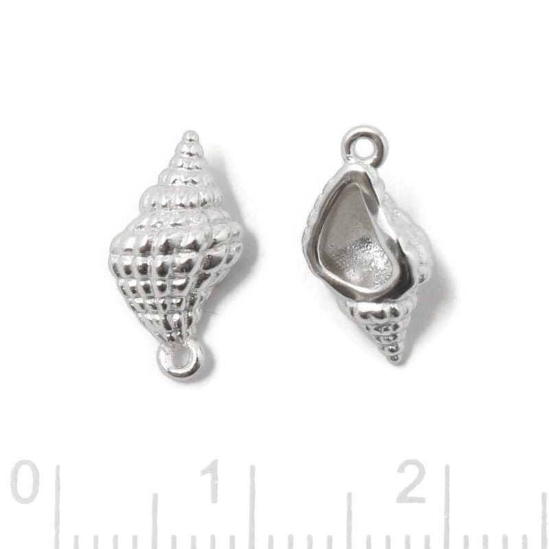 Small conch pendant with loop, sterling silver, 13x6.5 mm, 1 pc