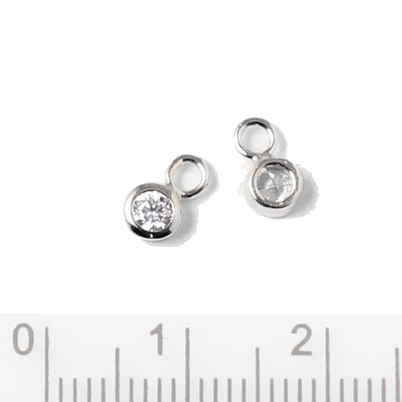 Small pendant with crystal and loop, silver, 7Ved.m.krystalx4x3mm, 2pcs