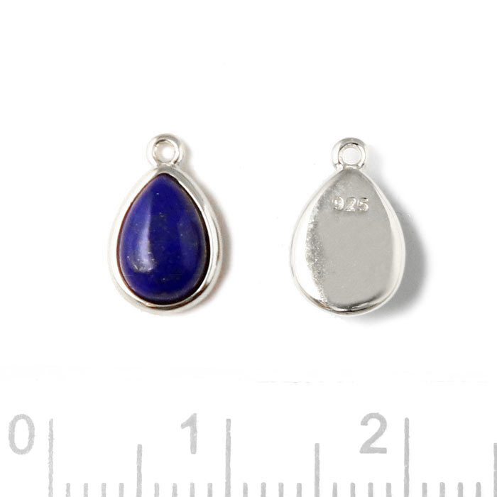Pendant with blue Lapis lasuli, silver, 10x6.5mm, 1pcs
