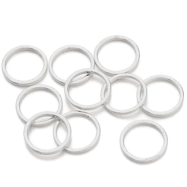 Ring, silver plated, closed, flat wire, 10x0,8mm, 20pcs