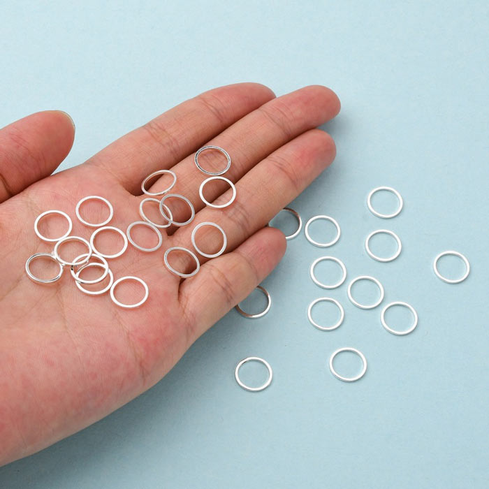 Ring, silver plated, closed, flat wire, 10x0,8mm, 20pcs