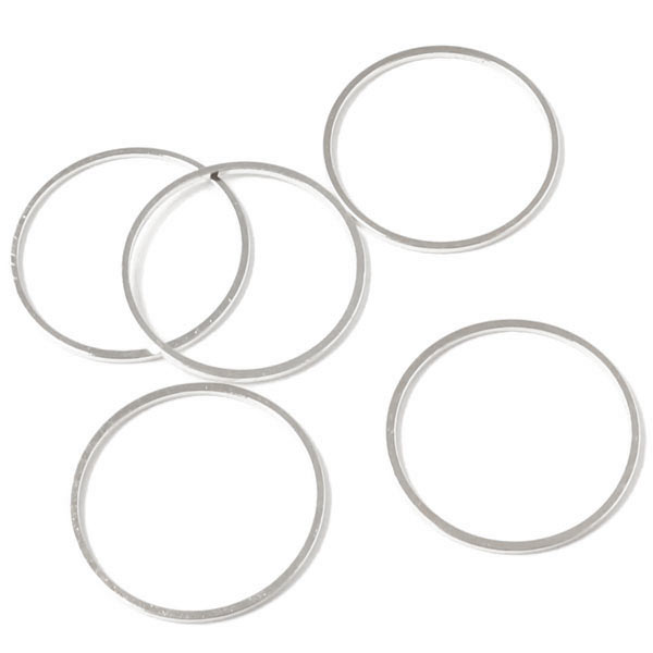 Ring, silver plated brass, closed, flat wire, 20x1mm, 10pcs