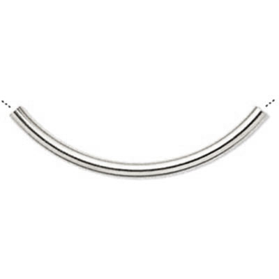 Curved tube, silver plated brass, 100x3mm, hole size 2.5mm, 4pcs.
