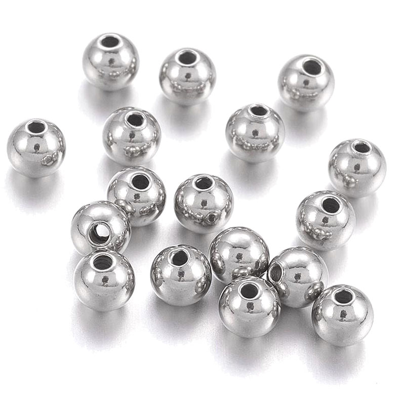 Bead of stainless steel, small, through-drilled, 4mm, 1.2mm hole, 10pcs.