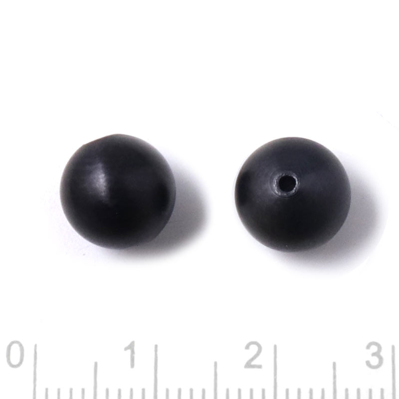 Bead, round, frosted black steel, through-drilled, 10mm, inner hole size 1,5mm, 2 pcs