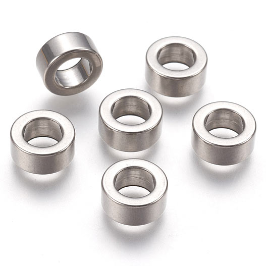 Simple tube ring bead, steel bead, simple, matte steel, 10x4mm, 6mm hole, 2pc.