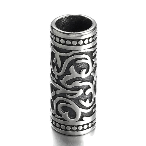 Tube bead, steel, organic branch design, 24x9mm with hole size of 7mm, 1pc.