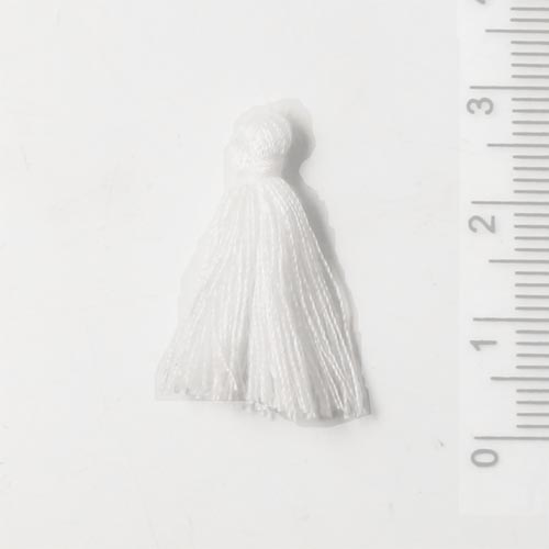 Tassel, small, white, 25mm, 1pc.