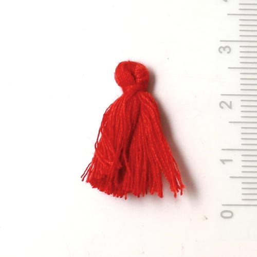 Tassel, small, red, 25mm, 1pc.