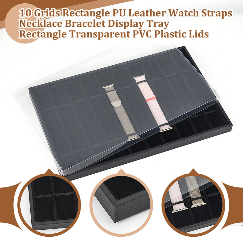 Display box with clear plastic lid and 10 oblong compartments, black, 1 pc
