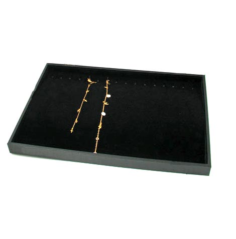 Display box with 20 hooks for bracelets or necklaces, black velour, 1pc.