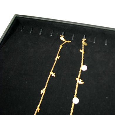 Display box with 20 hooks for bracelets or necklaces, black velour, 1pc.