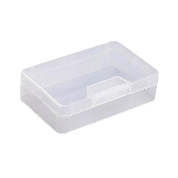 Organizer box with 1 compartment and lid, clear plastic, 14.5x9x4cm, 1pc