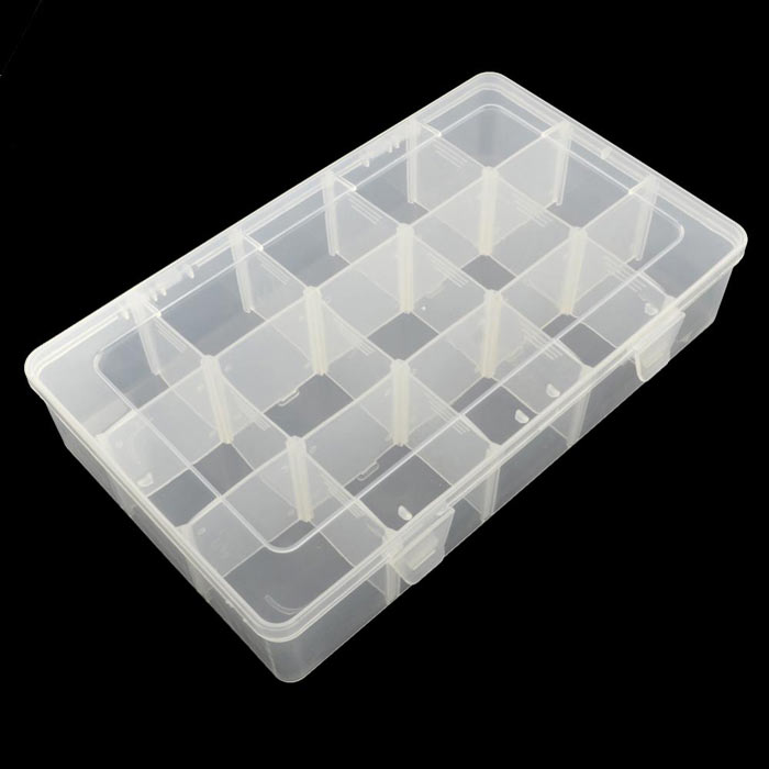 Plastic assortment box with 15 adjustable compartments, 16.5x27.5x5.5 cm, 1 pc.