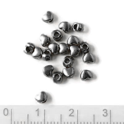 small heart bead, black metal, 3.5x4x3mm, 40pcs