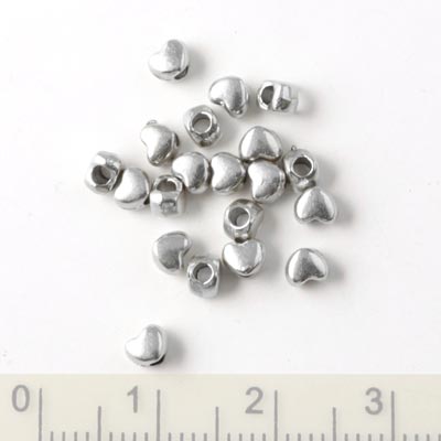 Antique silvered small heart, 3.5x4x3mm, 40pcs.