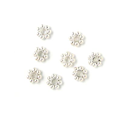 silver-coloured bead, flower, 6mm, ca. 30pcs