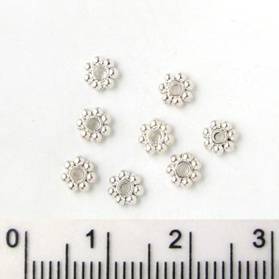 silver-coloured bead, flower, 6mm, ca. 30pcs