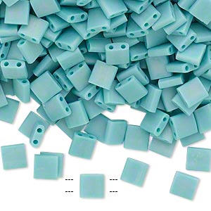 Tila bead, opaque, matte, rainbow shimmer, mint green, 5x5mm, 110pcs
