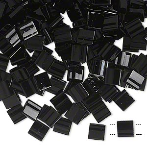 Miyuki Tila bead, opaque, shiny black, 5x5mm, 10gr. ca. 120pcs