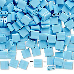 Tila bead, opaque, light blue, square shaped, 5x5mmm 10g, 110pcs