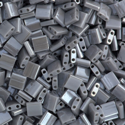 Miyuki Tila, two-hole-bead, opaque, grey, luster, 5x5mm, 10g, 110pcs