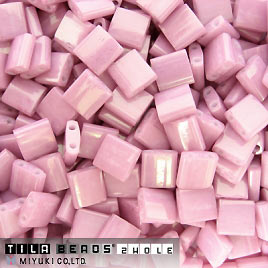 Miyuki Tila, two-hole-bead, opaque, antique rose, luster, 5x5x2mm, 10g, 110pcs