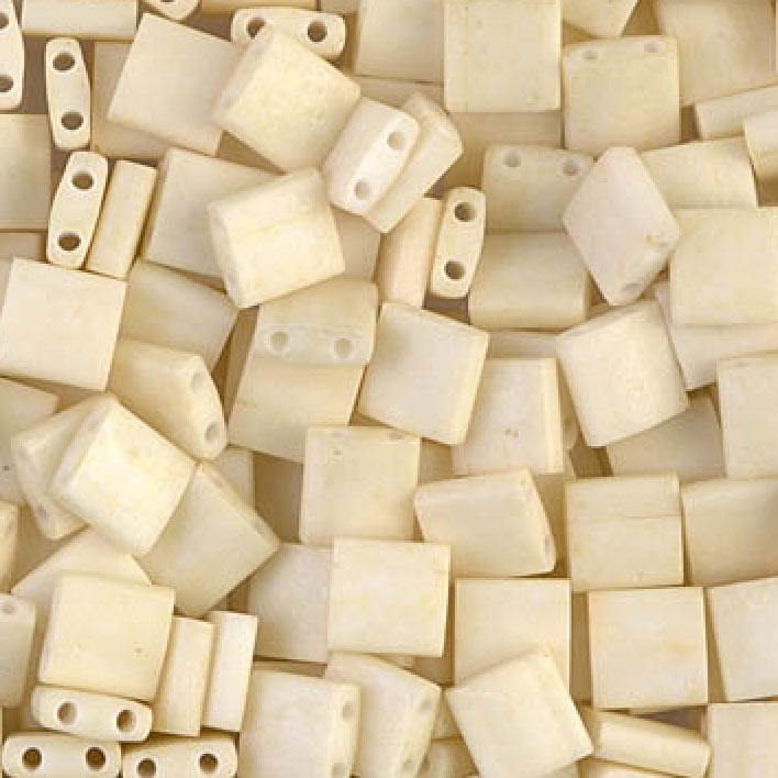 Miyuki Tila, two-hole-bead, opaque matte cream, 5x5x2mm, 10g, ca. 120pcs