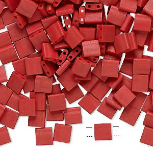 Miyuki Tila, two-hole-bead, opaque, matte, maroon, 5x5x2mm, 10g, 120pcs