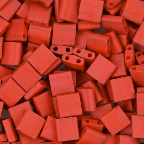 Miyuki Tila, two-hole-bead, opaque, matte, terra cotta, 5x5x2mm, 10g, ca. 120pcs
