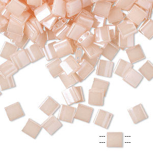 Miyuki Tila, two-hole-bead, opaque ceylon pale pink, 5x5x2mm, 10g, 120pcs