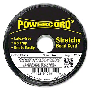 Elastic cord, Powercord, black, spool, 0.8mm, 25m.