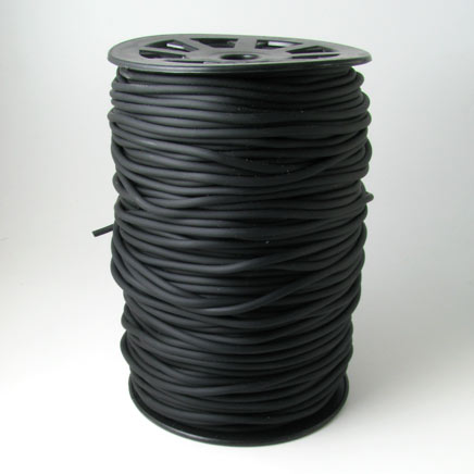 Rubber cord, black, 1mm, spool, 25m