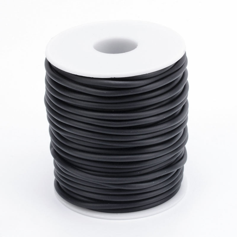 Rubber cord, PVC, black, massive, thickness 2mm, 1m.