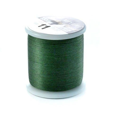 Miyuki beading thread, size B, color code 11, dark green, 50m