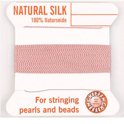 Silk beading thread, light rose, for pearl necklaces, 0.7mm