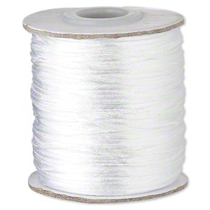 Satin cord, round, white, ca. 1mm, 2m