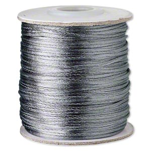 Satin cord, round, grey, thickness ca. 1mm, 2m