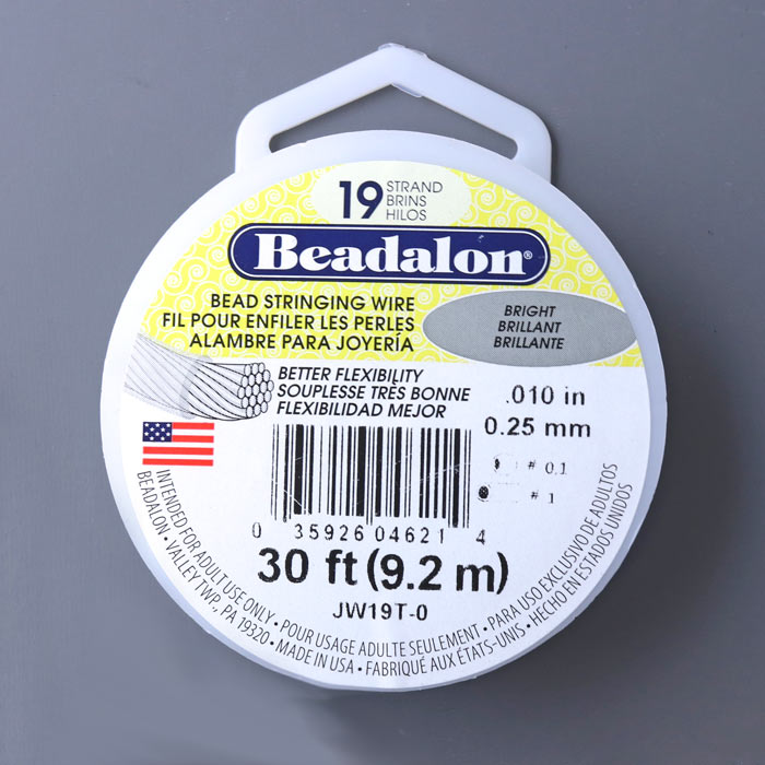 Tigertail, Beadalon, extra thin beading wire, metallic, 0.25mm, 1m